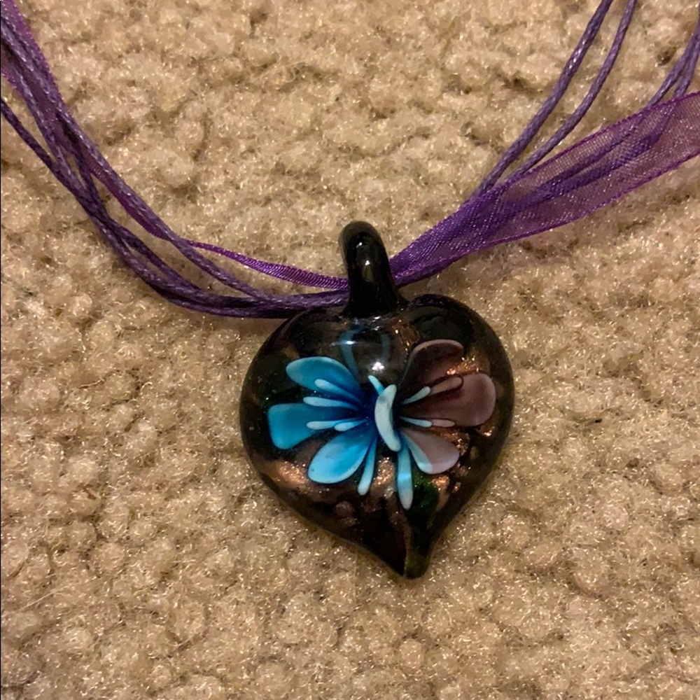 Blue and purple flower necklace